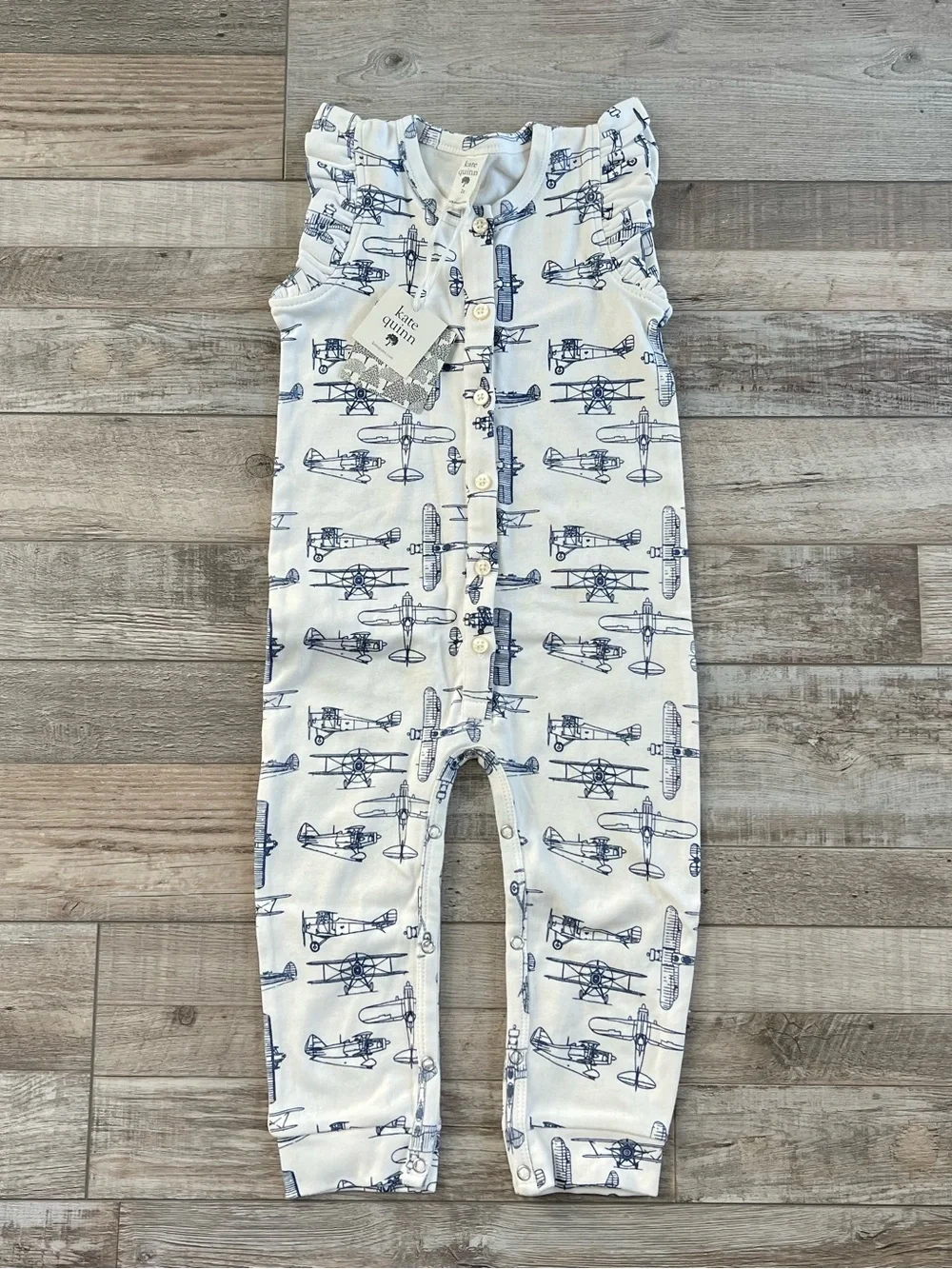 NWT Kate Quinn Sleeveless Ruffle Arm Button Jumpsuit Size 2T